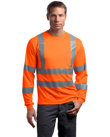 Cornerstone CS409 Men Ansi Class 3 Long Sleeve Snag Resistant Reflective T Shirt at bigntallapparel