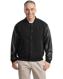 Port Authority J783 Men Wool And Leather Letterman Jacket at bigntallapparel