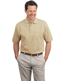 Port Authority K420P Men Pique Knit Polo Sport Shirt With Pocket at bigntallapparel
