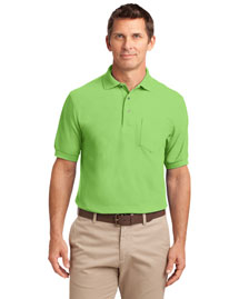 Port Authority K500P Men Silk Touch Pique Knit Polo Sport Shirt With Pocket at bigntallapparel