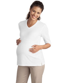 Port Authority L561M Women Ssilk Touch Maternity 3/4-Sleeve V-Neck Shirt