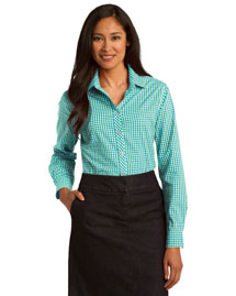 Port Authority L654 Women Long Sleeve Gingham Easy Care Shirt at bigntallapparel