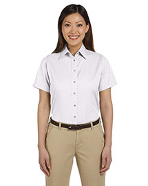 Harriton M500SW Women Short-Sleeve Twill Shirt With Stain-Release