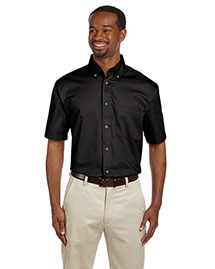 Harriton M500S Men Short Sleeve Twill Shirt With Stain-Release at bigntallapparel