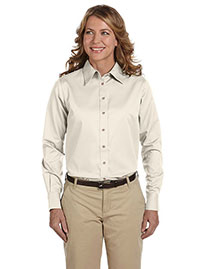 Harriton M500W Women Long-Sleeve Twill Shirt With Stain-Release at bigntallapparel