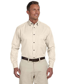 Harriton M500 Men Long Sleeve Twill Shirt With Stain-Release at bigntallapparel