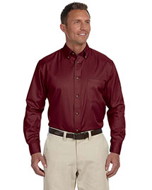 Harriton M500 Men Long Sleeve Twill Shirt With Stain-Release at bigntallapparel