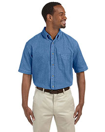 Harriton M550S Men 6.5 Oz Short Sleeve Denim Shirt