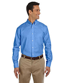 Harriton M600 Men Long Sleeve Oxford With Stain-Release at bigntallapparel
