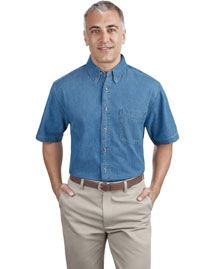 Port & Company SP11 Men Short Sleeve Value Denim Shirt