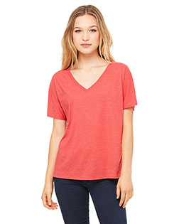 Bella 8815 Women Flowy Simple V-Neck T-Shirt at bigntallapparel