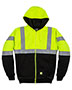 Mens Hi-Vis Class 3 Color Block Full-Zip Hooded Sweatshirt