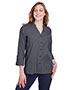 Ladies' Crown Collection® Stretch Pinpoint Chambray Three-Quarter Sleeve Blouse