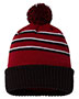 Stripe Pom Cuffed Beanie