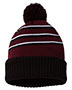 Stripe Pom Cuffed Beanie