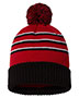 Stripe Pom Cuffed Beanie