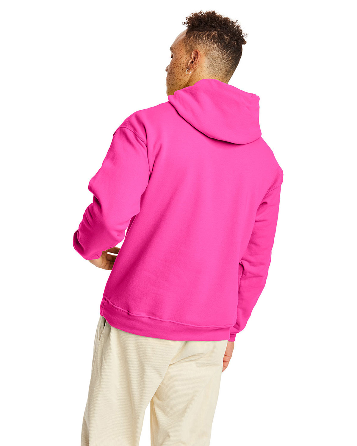 Hanes EcoSmart Men's Hooded Sweatshirt - Sand Color, Large, Cotton/Polyester Fleece, Midweight