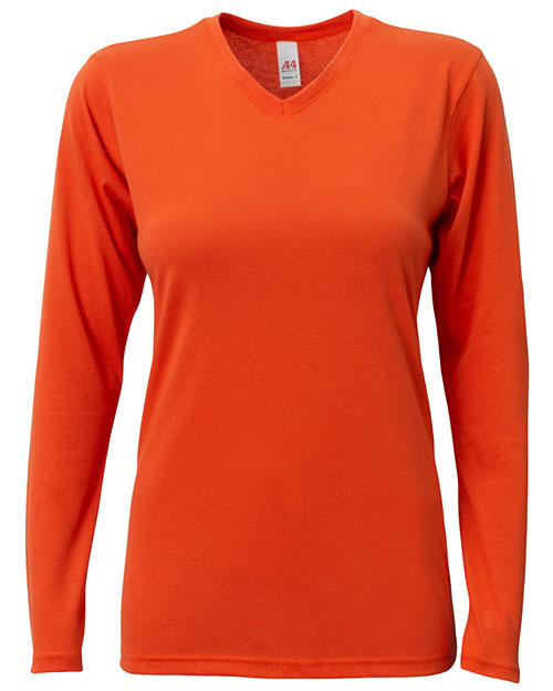 A4 NW3029  Ladies' Long-Sleeve Softek V-Neck T-Shirt