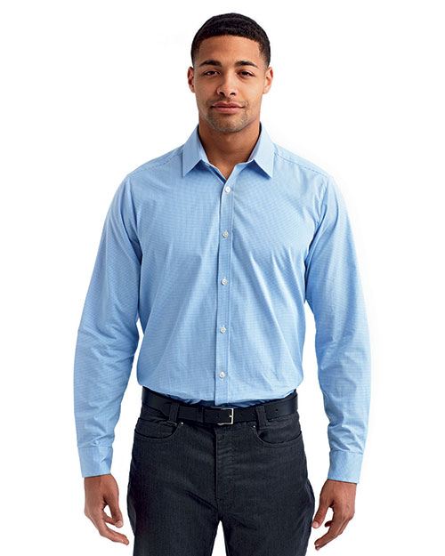 Artisan Collection by Reprime RP220 Men's Microcheck Gingham Long-Sleeve Cotton Shirt