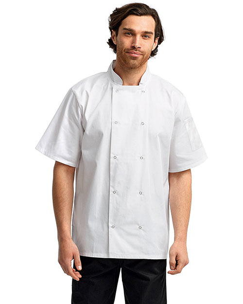 Artisan Collection by Reprime RP664 Unisex Studded Front Short-Sleeve Chef's Jacket