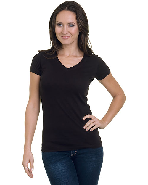 Bayside 3407 Juniors' USA-Made V-Neck Tee