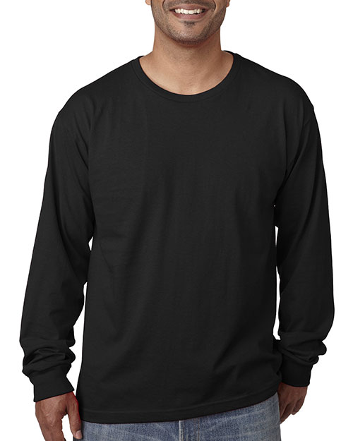 Bayside 5060 Men Longsleeve Cotton Tee Black at bigntallapparel