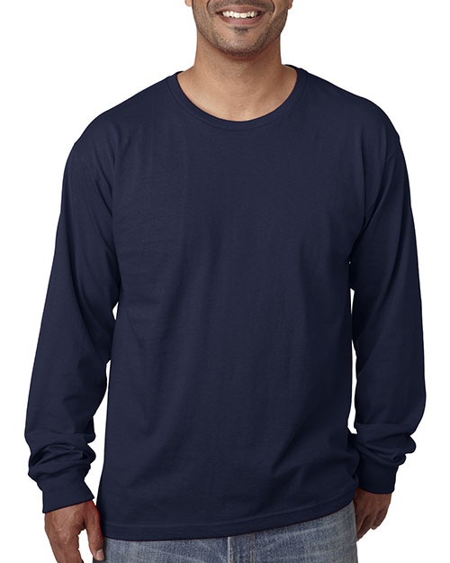 Bayside 5060 Men Longsleeve Cotton Tee Navy at bigntallapparel