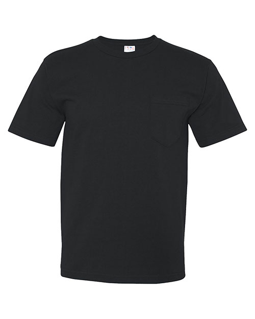 Bayside 5070 Men Shortsleeve Cotton Tee With Pocket Black at bigntallapparel