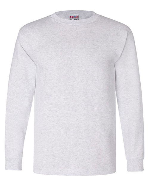 Bayside 6100 Men Usa Made Long Sleeve Tee Ash at bigntallapparel