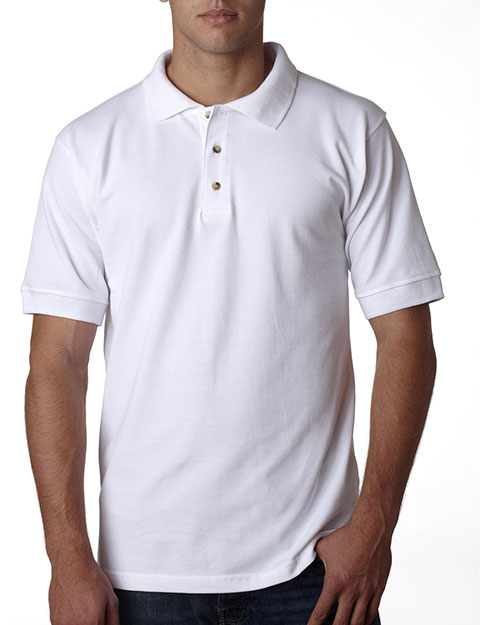 Bayside 1000 Men Polo Shirt White at bigntallapparel