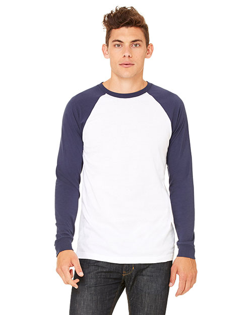 Canvas 3000C Men 4.2 Oz. Hawthorne Baseball T-Shirt White/Navy at bigntallapparel