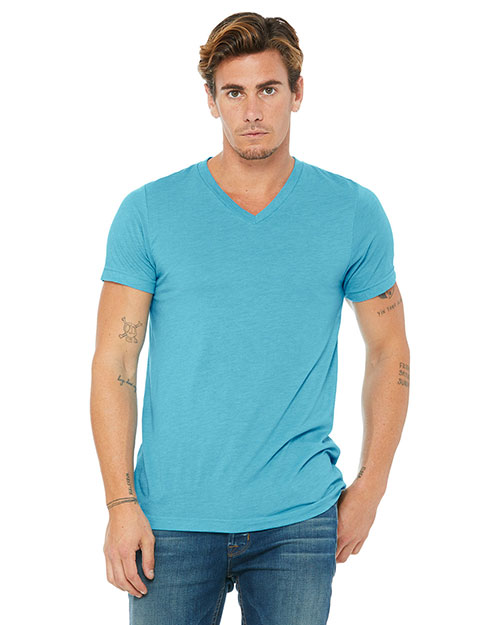 Canvas 3415C Men 3.4 Oz. Short-Sleeve V-Neck Triblend Aqua Triblend at bigntallapparel