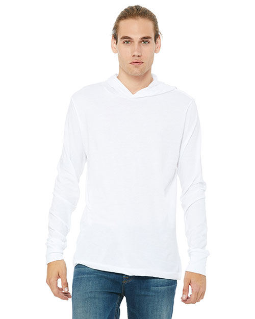 Canvas 3512 Men  4.2 Oz. Driftwood Long-Sleeve Jersey Hoodie White at bigntallapparel