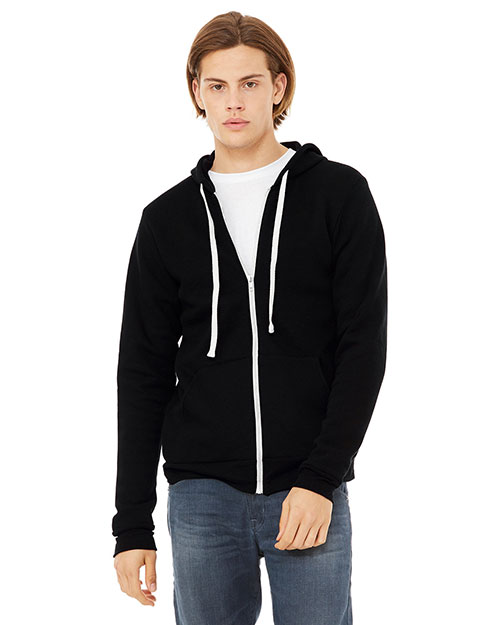 Canvas 3909 Men  8.2 Oz. Triblend Sponge Fleece Full-Zip Hoodie Solid Black Trblnd at bigntallapparel