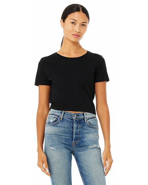 Bella 6681 Women Poly-Cotton Crop T-Shirt Black at bigntallapparel