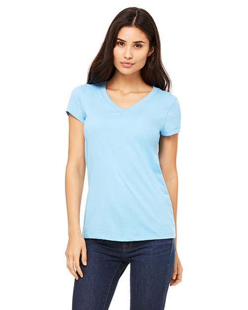 Bella B6005 Women Jersey Short-Sleeve V-Neck T-Shirt Ocean Blue at bigntallapparel