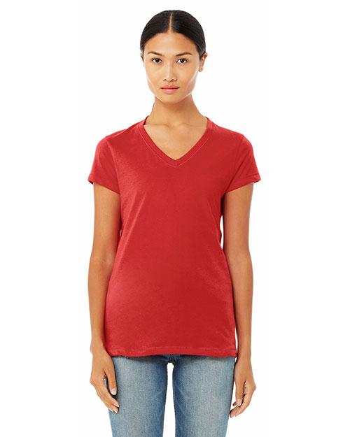 Bella B6005 Women Jersey Short-Sleeve V-Neck T-Shirt Red at bigntallapparel