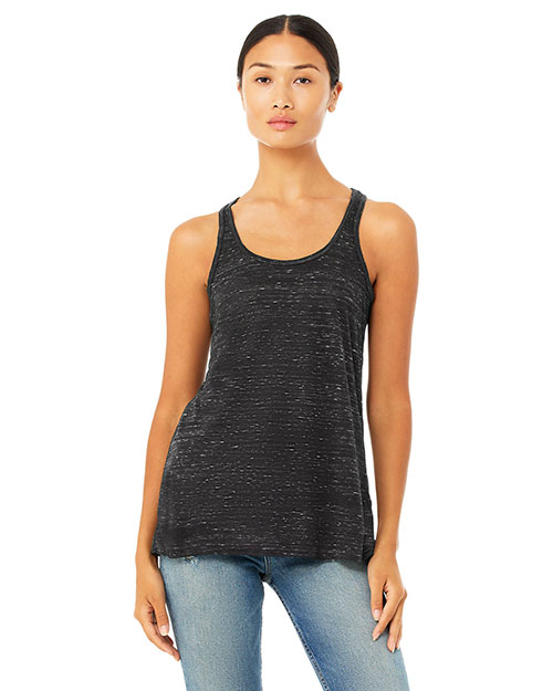 Bella B8800 Women Flowy Racerback Tank Black Marble at bigntallapparel