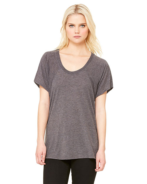 Bella B8801 Women Flowy Raglan T-Shirt Dark Grey Heather at bigntallapparel