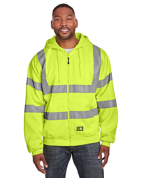 Berne HVF021T Men's Tall Hi-Vis Class 3 Lined Full-Zip Hooded Sweatshirt