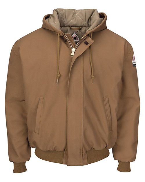 Bulwark JLH6L Insulated Brown Duck Hooded Jacket with Knit Trim - Long Sizes