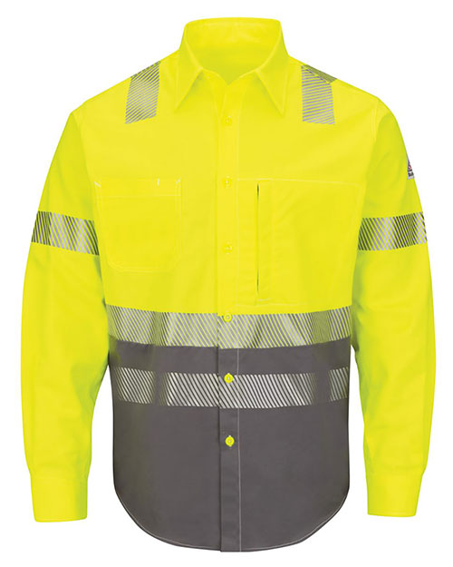 Bulwark SLB4HL Hi-Visibility Color Block Uniform Shirt - EXCEL FR® ComforTouch® - 7 oz. - Long Sizes