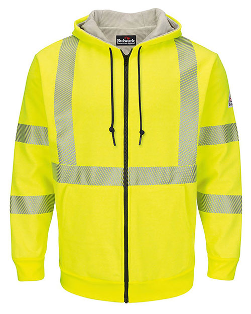 Bulwark SMZ4HVL Hi-Visibility Zip-Front Hooded Fleece Sweatshirt with Waffle Lining - Long Sizes