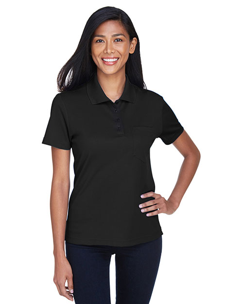 Ash City - Core 365 78181P    Origin Performance Pique Polo With Pocket BLACK 703 at bigntallapparel