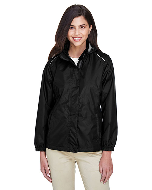 Ash City - Core 365 78185    Climate Seam-Sealed Lightweight Variegated Ripstop Jacket BLACK 703 at bigntallapparel
