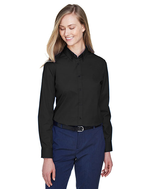 Ash City - Core 365 78193    Operate Long-Sleeve Twill Shirt BLACK 703 at bigntallapparel