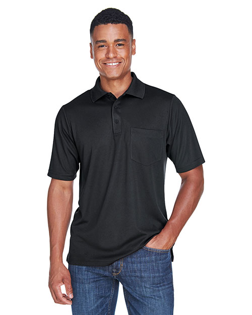 Ash City - Core 365 88181P  Men Origin Performance Pique Polo With Pocket BLACK 703 at bigntallapparel