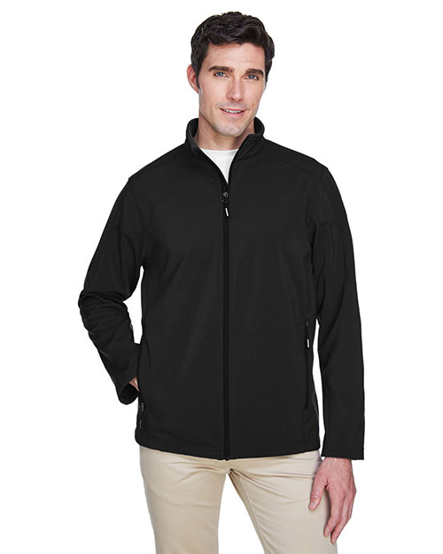 Ash City - Core 365 88184T  Men Tall Cruise Two-Layer Fleece Bonded Soft Shell Jacket BLACK 703 at bigntallapparel