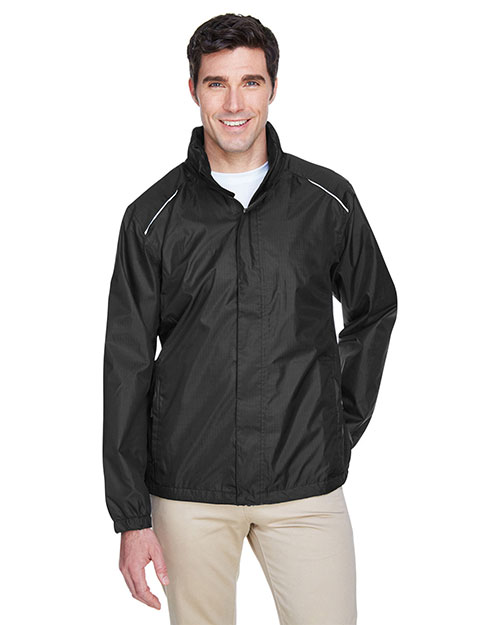 Ash City - Core 365 88185  Men Climate Seam-Sealed Lightweight Variegated Ripstop Jacket BLACK 703 at bigntallapparel