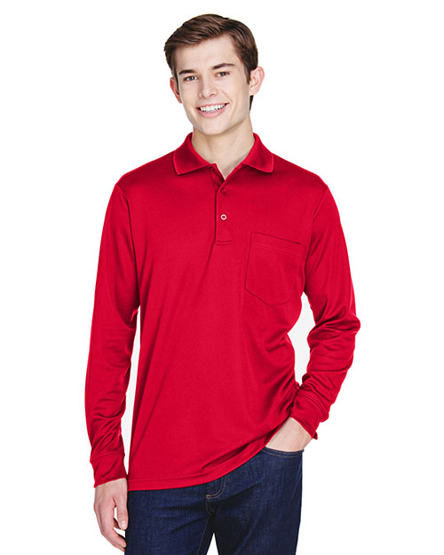 Ash City - Core 365 88192P  Adult Pinnacle Performance Pique Long-Sleeve Polo With Pocket CLASSIC RED 850 at bigntallapparel